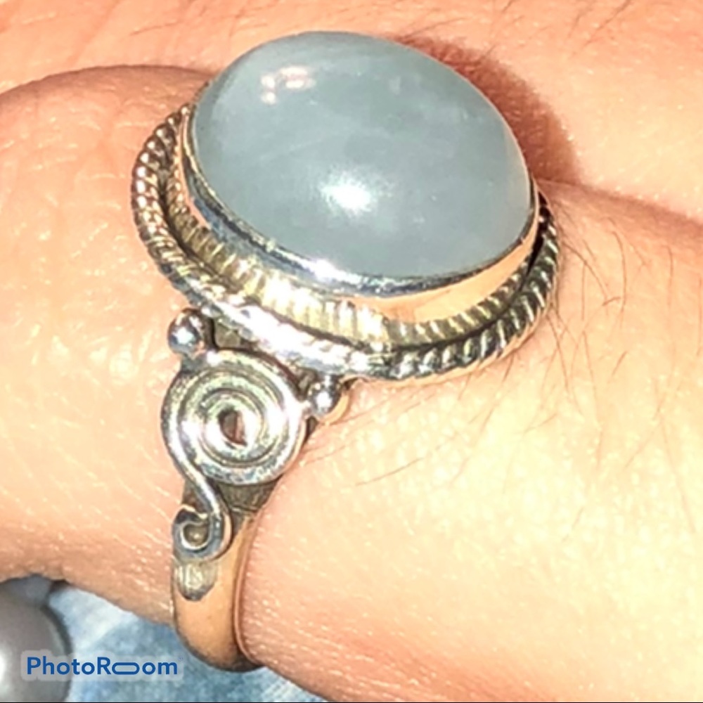 MILKY AQUA STERLING SILVER RING